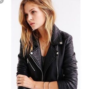 Members Only Vegan Pebbled Leather Moto Jacket